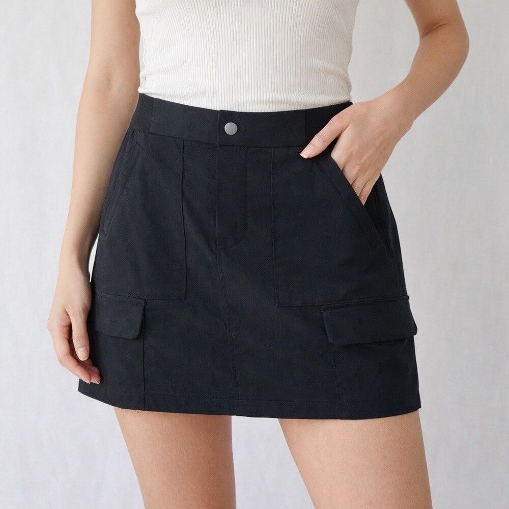 Athleta Skort Women's Size 4 Black Zipper Pockets Tennis Beach Golf